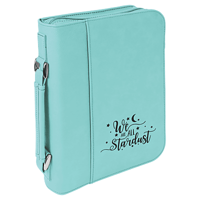 Personalized 7 1/2" x 10 3/4" Teal Leatherette Book/Bible Cover with Handle & Zipper