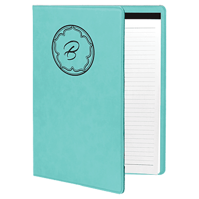 Personalized 7" x 9" Teal Laserable Leatherette Small Portfolio with Notepad