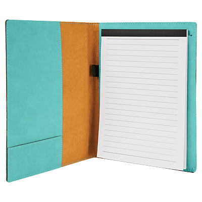 Personalized 7" x 9" Teal Laserable Leatherette Small Portfolio with Notepad