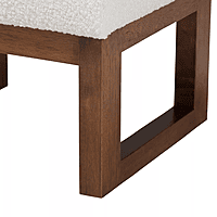 Modern Block Ottoman – Sherpa White & Walnut Finish