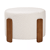 Hudson Low Ottoman – Bouclé Cream with Walnut Legs