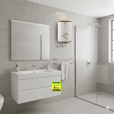 A 35 liter Usha Misty water heater designed for efficient hot water supply.