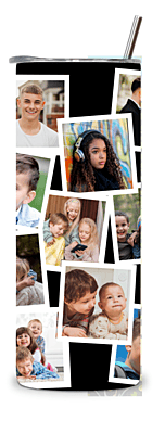 Custom Grandma 20 oz Photo Tumbler – Glam Black & Gold with 13 Photo Slots
