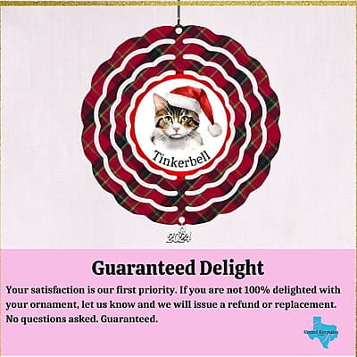 Breeds Starting with M - N Cat in Santa Hat Personalized 4" Wind Spinner Christmas Ornament Pet Gift