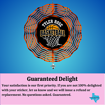 Custom 10" Aluminum Wind Spinners – Tyler Rose Special Olympics Basketball Fundraiser guarantee