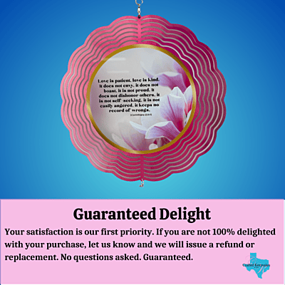 Mom Tribute Wind Spinner – 10" Floral Design with 1Corinthians 13:4-5 Scripture