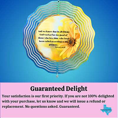 Mom Tribute Wind Spinner – 10" Floral Design with Heart Charm and Romans 8:28 Scripture