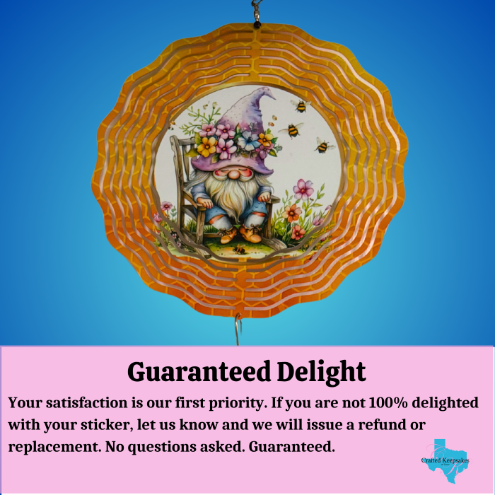 Garden Gnome Wind Spinner with Chimes – 10" Personalized Flower Garden Design Garden Gnome Wind Spinner with Chimes – 10" Personalized Flower Garden Design