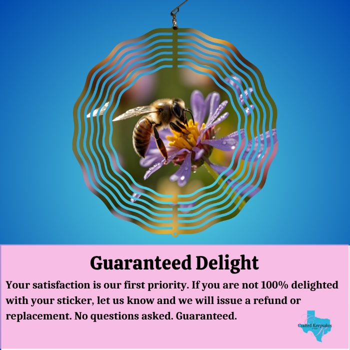 Purple Blossom Bee Wind Spinner with Personalized Chimes Purple Blossom Bee Wind Spinner with Personalized Chimes