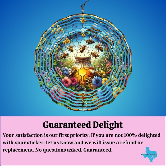 Garden Gold: Stained Glass Honey Jar Wind Spinner with Personalized Chimes Garden Gold: Stained Glass Honey Jar Wind Spinner with Personalized Chimes