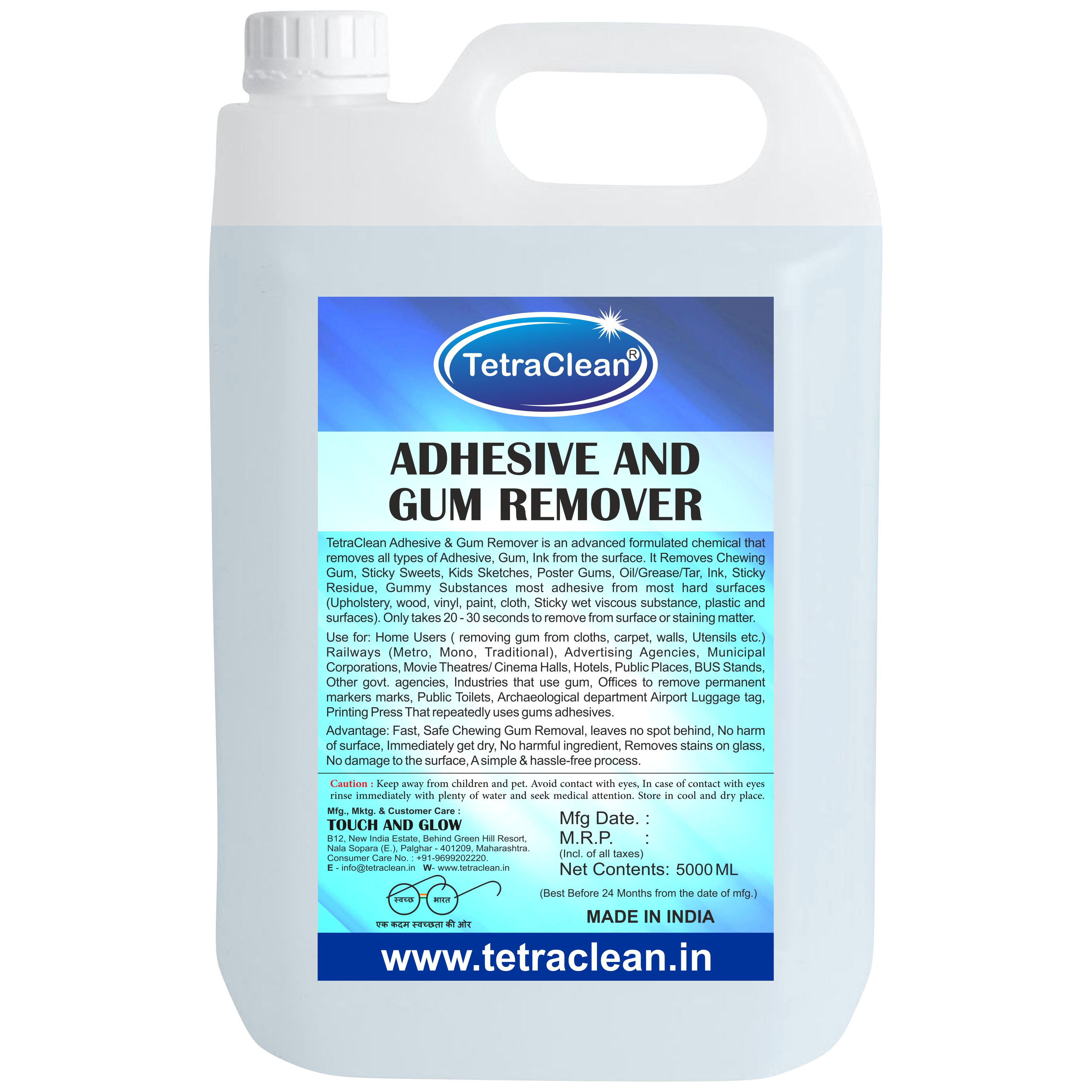 TetraClean all kind of Adhesive and Gum Remover (5L) TetraClean all kind of Adhesive and Gum Remover (5L)