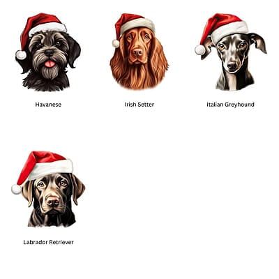 Breeds Starting with H-L Dog Santa Hat Personalized 4" Wind Spinner Ornament Pet Parent Gift