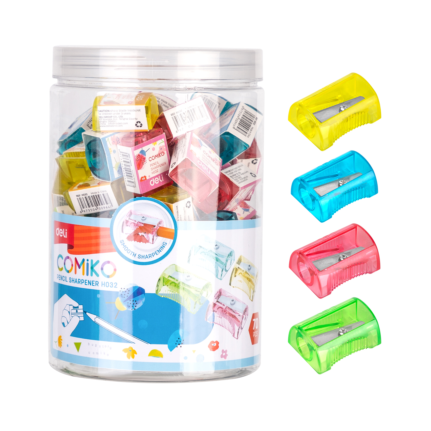 DELI H032 PVC COMIKO SHARPENER ASST
