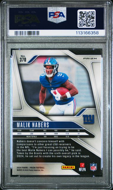 Malik Nabers 2024 Optic Preview Prizm Disco PSA 10 Malik Nabers 2024 Optic Preview Prizm Disco PSA 10