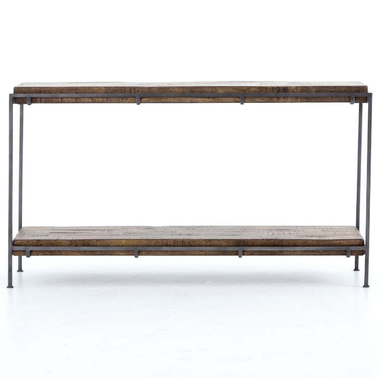 Memphis Iron Frame + Slab Wood Console Table