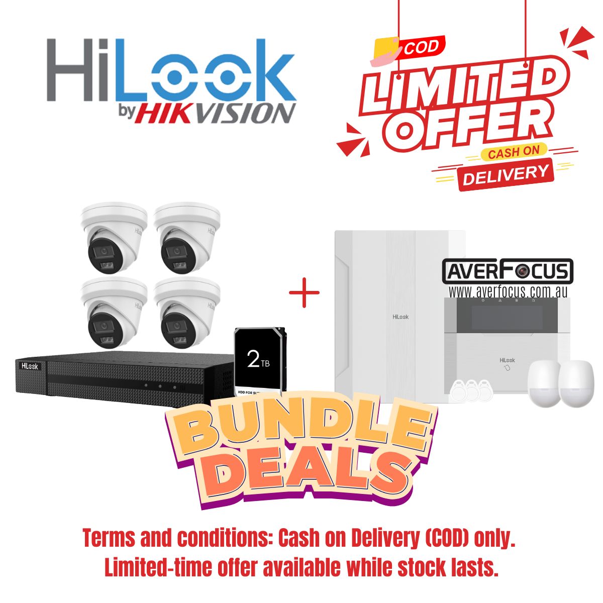 [COD only]HiLook 6MP AI 4CH 2TB Kit(IPC-T361H)+Alarm Kit
