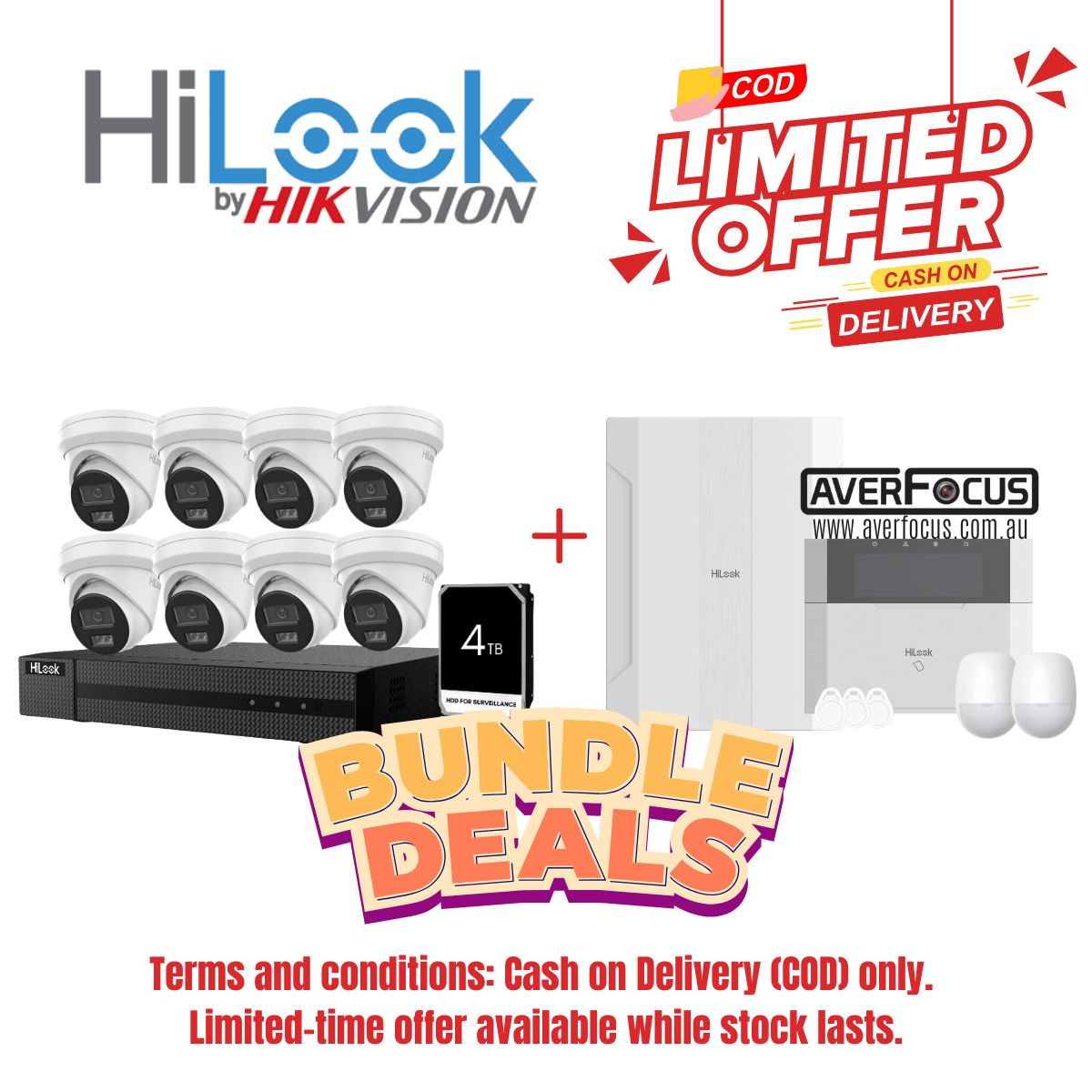 [COD only]HiLook 6MP AI 8CH 4TB Kit(IPC-T361H)+Alarm Kit