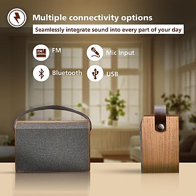 Philips Audio BT 2218 10W 2.0 Ch Bluetooth Speaker with Retro Wooden Design, Aesthetic Look, Long Lasting Battery Life, Multipoint Connectivity - Bluetooth, USB, FM, Mic Input (Brown) Philips Audio BT 2218 10W 2.0 Ch Bluetooth Speaker with Retro Wooden Design, Aesthetic Look, Long Lasting Battery Life, Multipoint Connectivity - Bluetooth, USB, FM, Mic Input (Brown)