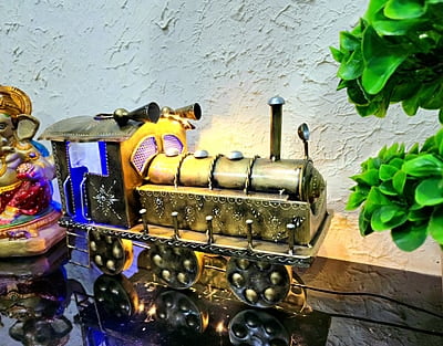 Handcrafted Vintage Train Showpiece with LED Lighting – Rustic Decor Accent Handcrafted Vintage Train Showpiece with LED Lighting – Rustic Decor Accent