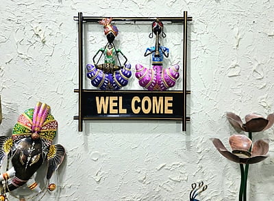 Handcrafted Rajasthani Welcome Wall Hanging – Vibrant Folk Art Decor Handcrafted Rajasthani Welcome Wall Hanging – Vibrant Folk Art Decor