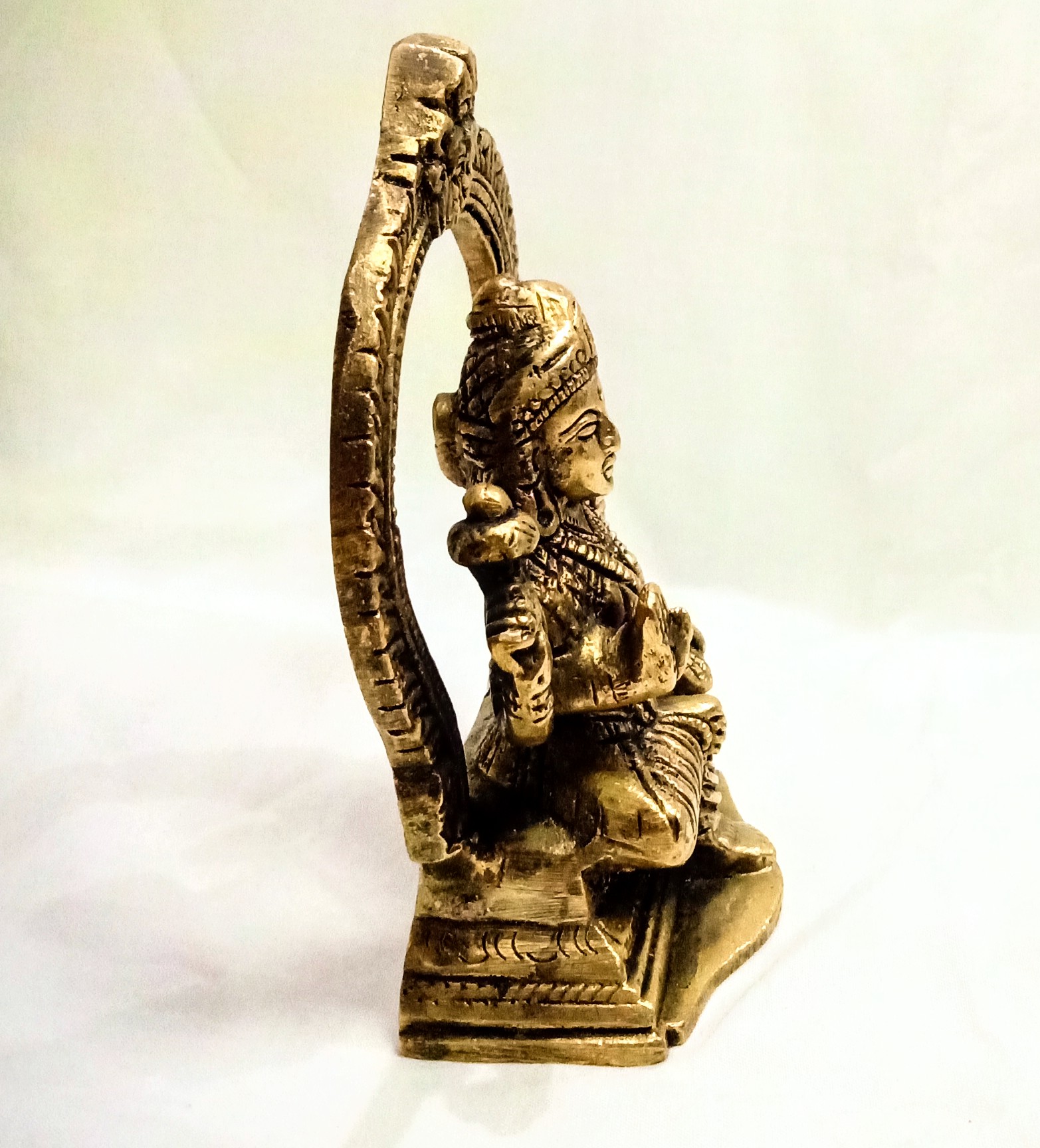 Laskshmi Devi Brass Statue with Prabavali - 13 cm x 8 cm