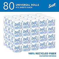 Scott Toilet Paper 100% Recycled, 2-Ply, 4.0" x 4.0", 473 Sheets/Roll - 80/Case Scott Toilet Paper 100% Recycled, 2-Ply, 4.0" x 4.0", 473 Sheets/Roll - 80/Case