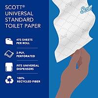 Scott Toilet Paper 100% Recycled, 2-Ply, 4.0" x 4.0", 473 Sheets/Roll - 80/Case Scott Toilet Paper 100% Recycled, 2-Ply, 4.0" x 4.0", 473 Sheets/Roll - 80/Case
