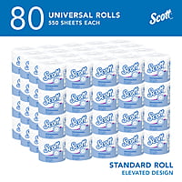 Scott Essential Standard Roll Bathroom Tissue for Business, Septic Safe, 2-Ply, White, 550 Sheets/Roll, 80/Case Scott Essential Standard Roll Bathroom Tissue for Business, Septic Safe, 2-Ply, White, 550 Sheets/Roll, 80/Case