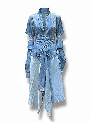 Vented Denim Overshirt with Wrapper Extension