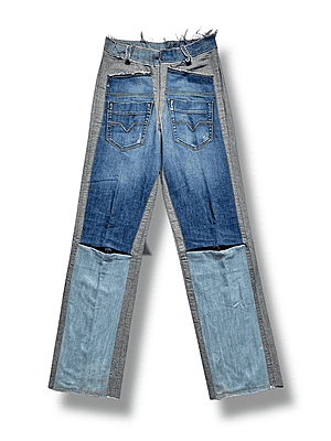 Two Tone Back Panel Jeans with 3/4 vent