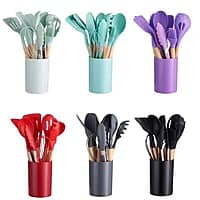 12 PIECES SILICONE COOKWARE COOKING SPOON UTENSILS