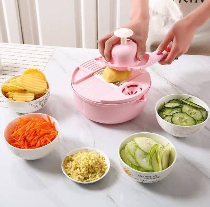 12IN1 VEGETABLE CHOPPER VEGETABLE GRATER WITH DRAIN BASKET