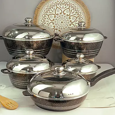 طقم طناجر جرانيت 4 قطع +مقلى مع غطاء