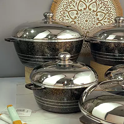 طقم طناجر جرانيت 4 قطع +مقلى مع غطاء