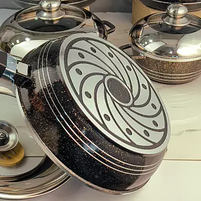 طقم طناجر جرانيت 4 قطع +مقلى مع غطاء