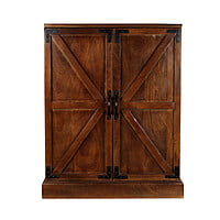 Rustic Wooden Bar Cabinet with Barn Doors | Solid Wood Liquor Storage Unit