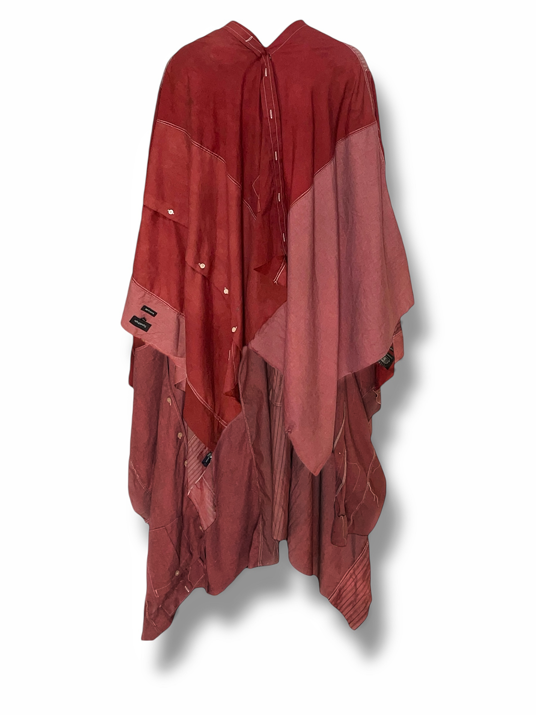 Upcycled Poncho Agbada in Reddish Brown Upcycled Poncho Agbada in Reddish Brown