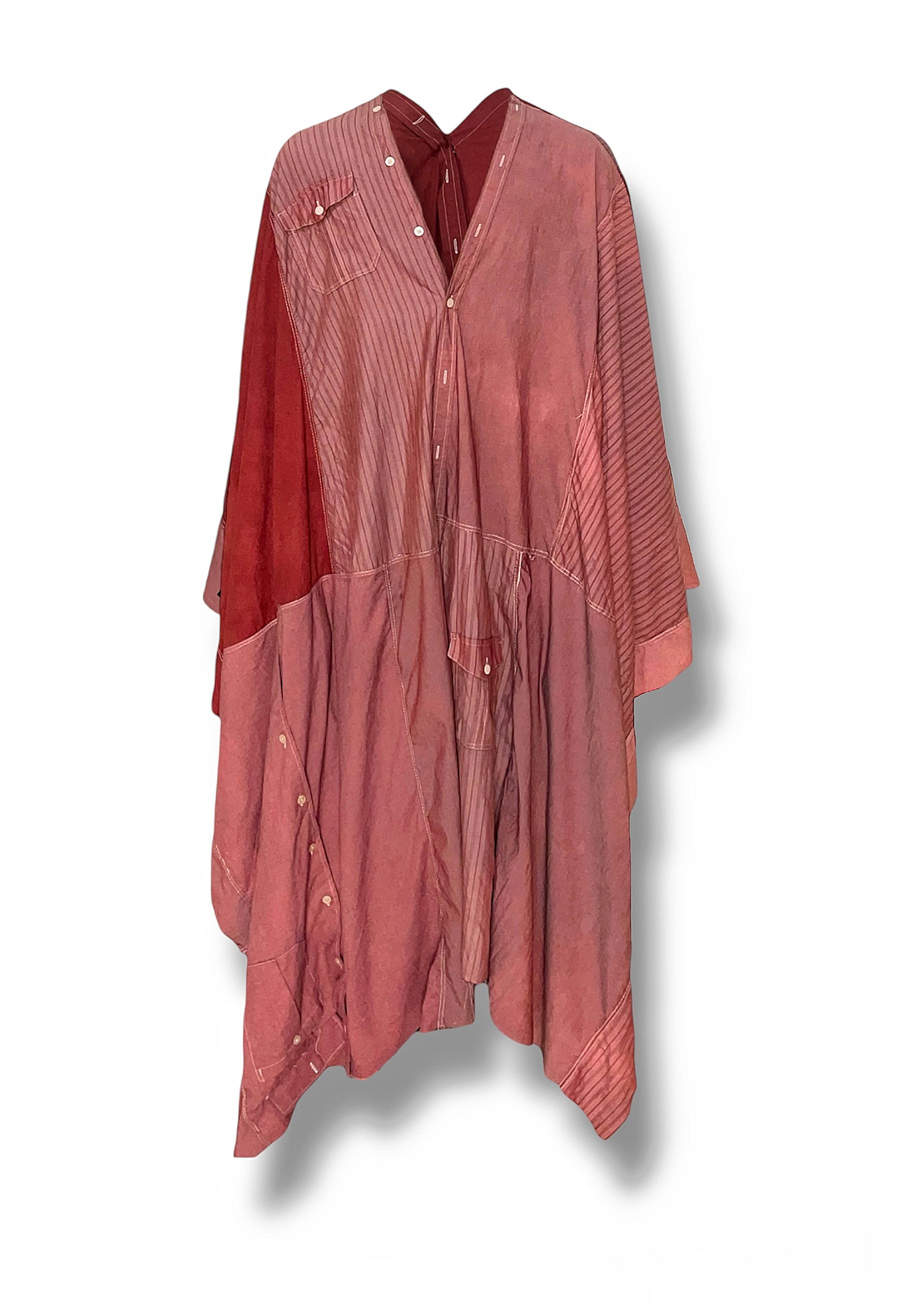 Upcycled Poncho Agbada in Reddish Brown Upcycled Poncho Agbada in Reddish Brown