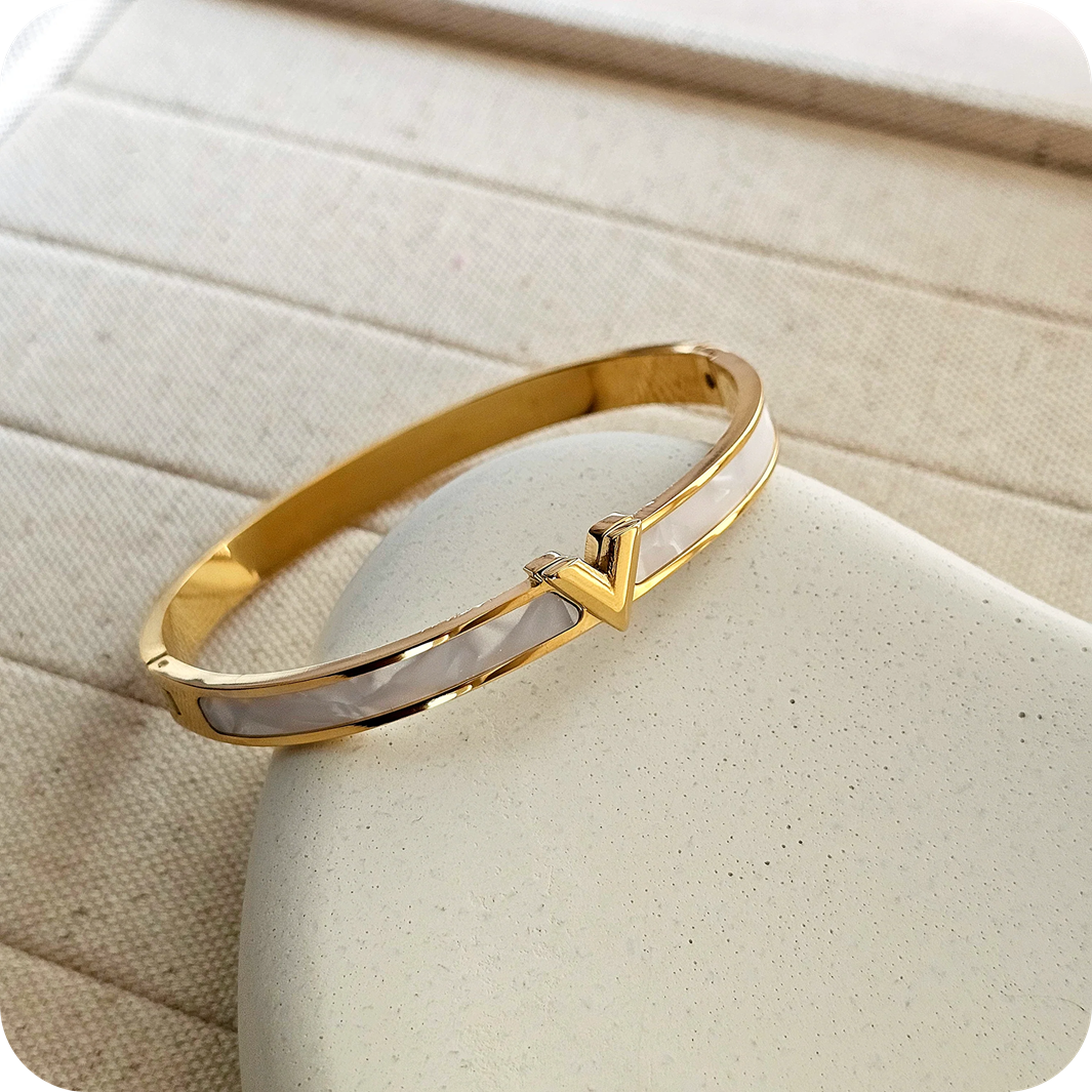 Louis Vuitton Golden & White Bangle