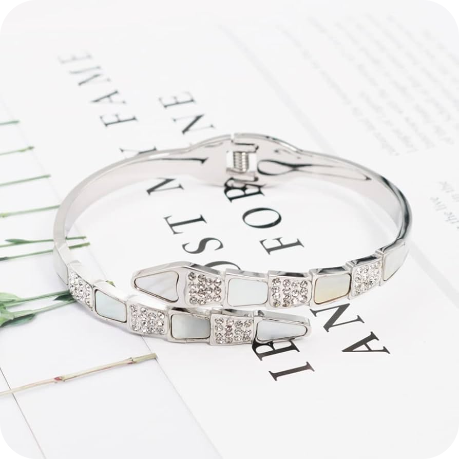 Diamond Snake Bracelet Silver