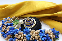Andal Kondai - Blue & White Stones Traditional Hair Accessory