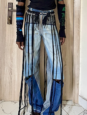 Two Tone Back Panel Jeans with 3/4 vent