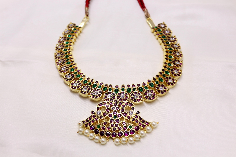 MARGAM TEMPLE JEWELLERY - MANGO PATTERN COPER & REAL KEMPSTONES NECKLACE MARGAM TEMPLE JEWELLERY - MANGO PATTERN COPER & REAL KEMPSTONES NECKLACE
