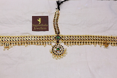 Margam Temple Jewellery Headset V Pattern – Sun & Moon (Surya & Chandra Pirai) | One Gram Gold Finish | Classical Dance & Bridal Wear