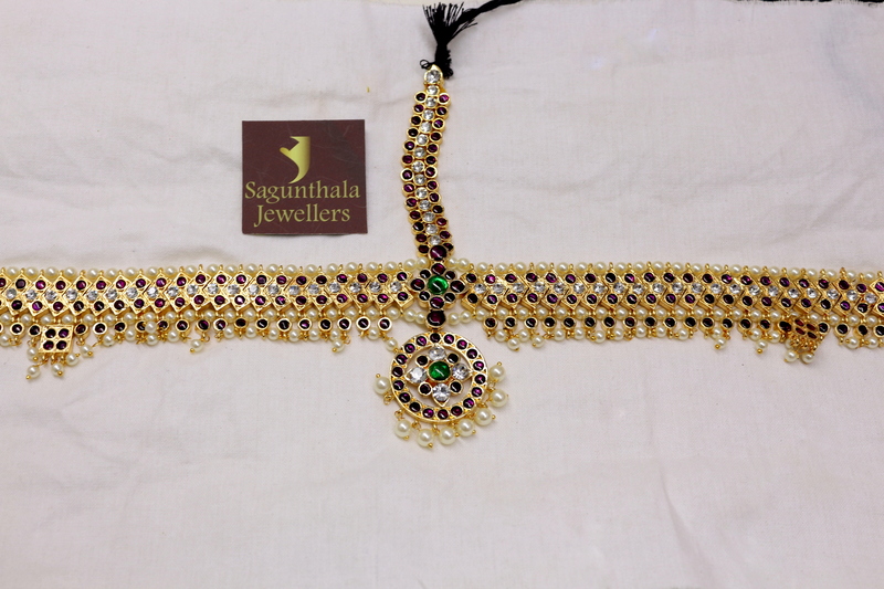 Margam Temple Jewellery Headset V Pattern – Sun & Moon (Surya & Chandra Pirai) | One Gram Gold Finish | Classical Dance & Bridal Wear