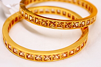 Zircon/CZ/AD One Gram Gold Finish Bangles - Square cut Pattern