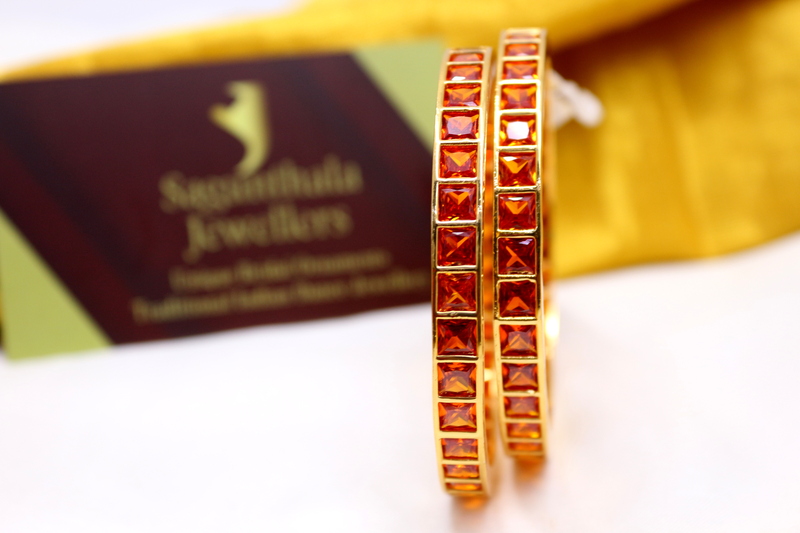 Zircon/CZ/AD One Gram Gold Finish - Square Pattern Bangles