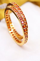 Zircon/CZ/AD One Gram Gold Finish - Square Pattern Bangles