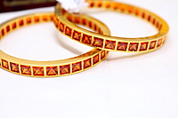 Zircon/CZ/AD One Gram Gold Finish - Square Pattern Bangles