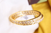 Zircon/CZ/AD One Gram Gold Finish Bangles - Square cut Pattern